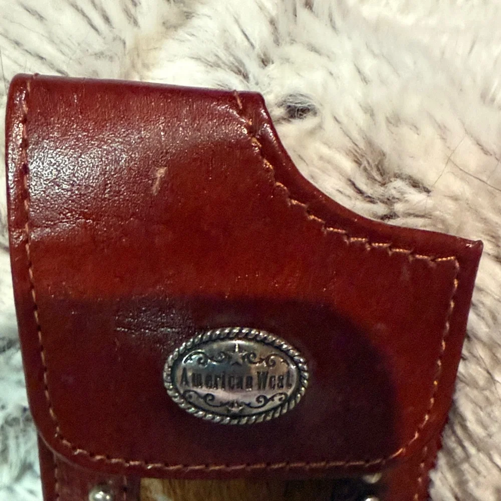 American West Leather & Hair-on Phone or Cigarette Case with Studs - Picture 4 of 9